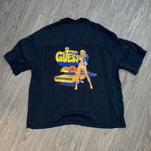 Vintage Guess Jeans Bowling Button Down Mechanic Shirt pinup